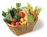 Panier de fruits et légumes bio aux herbiers